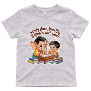 Study Hard, Win Big – Bappa’s Blessings Kids T-Shirt