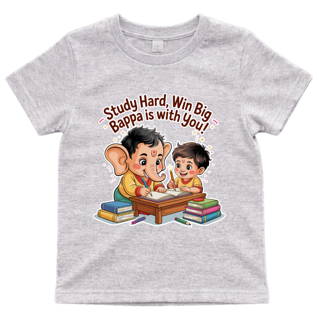 Study Hard, Win Big – Bappa’s Blessings Kids T-Shirt