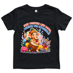 Stay Positive Like Bappa – Kids Ganesha Motivational T-Shirt